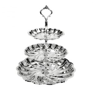 3 – Tier Scalloped Silver Stand